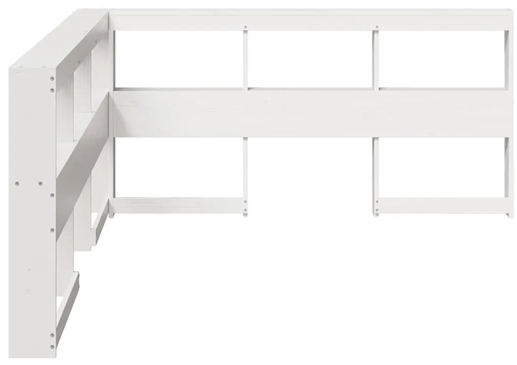 Estante cabeceira forma de L 150 cm madeira pinho maciça branco