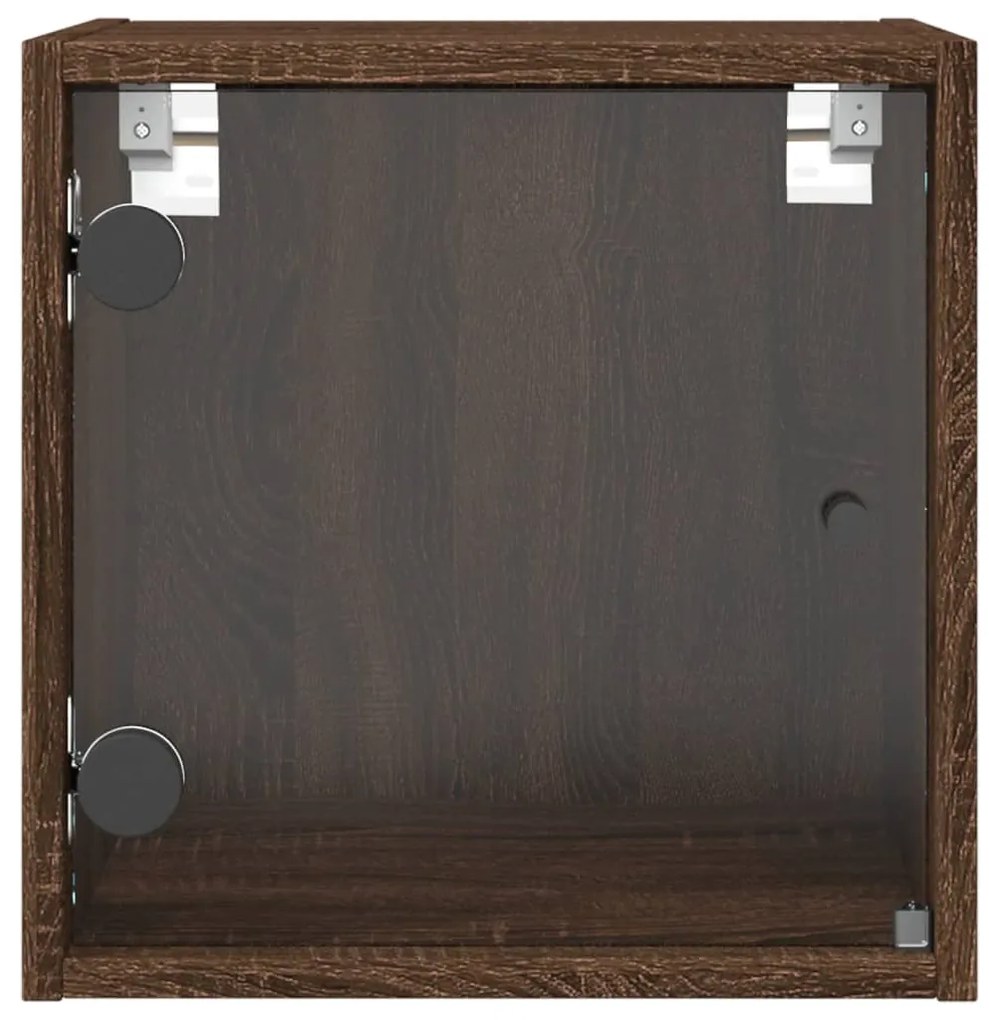 Mesas cabeceira portas vidro 2 pcs 35x37x35cm carvalho castanho