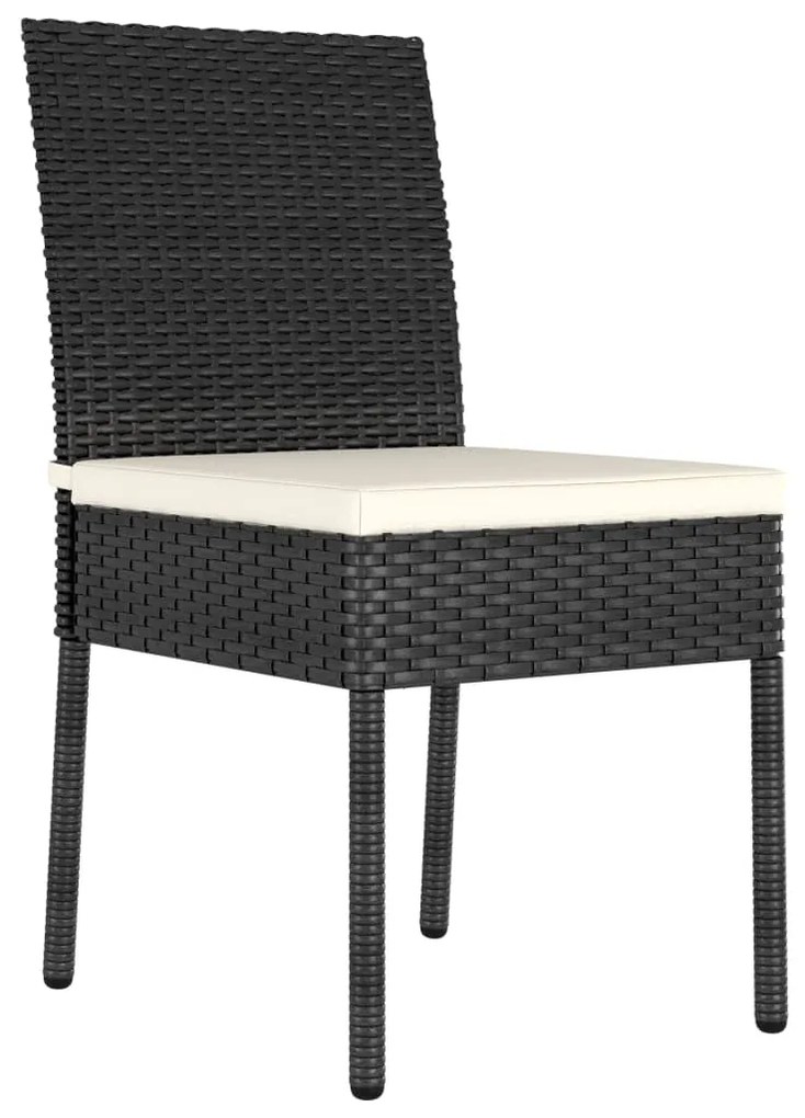 3 pcs conjunto de jantar para jardim vime PE preto