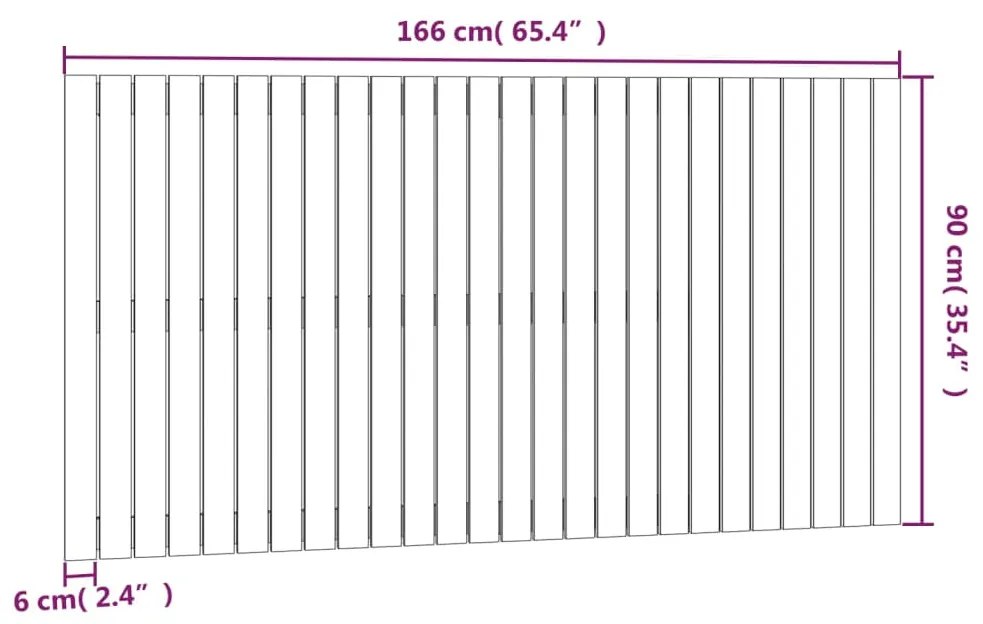 Cabeceira de parede 166x3x90 cm pinho maciço castanho-mel