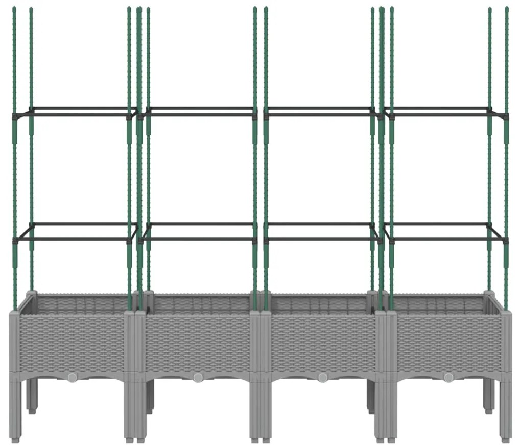 Vaso/floreira jardim c/treliça 160x40x142,5cm PP cinzento-claro