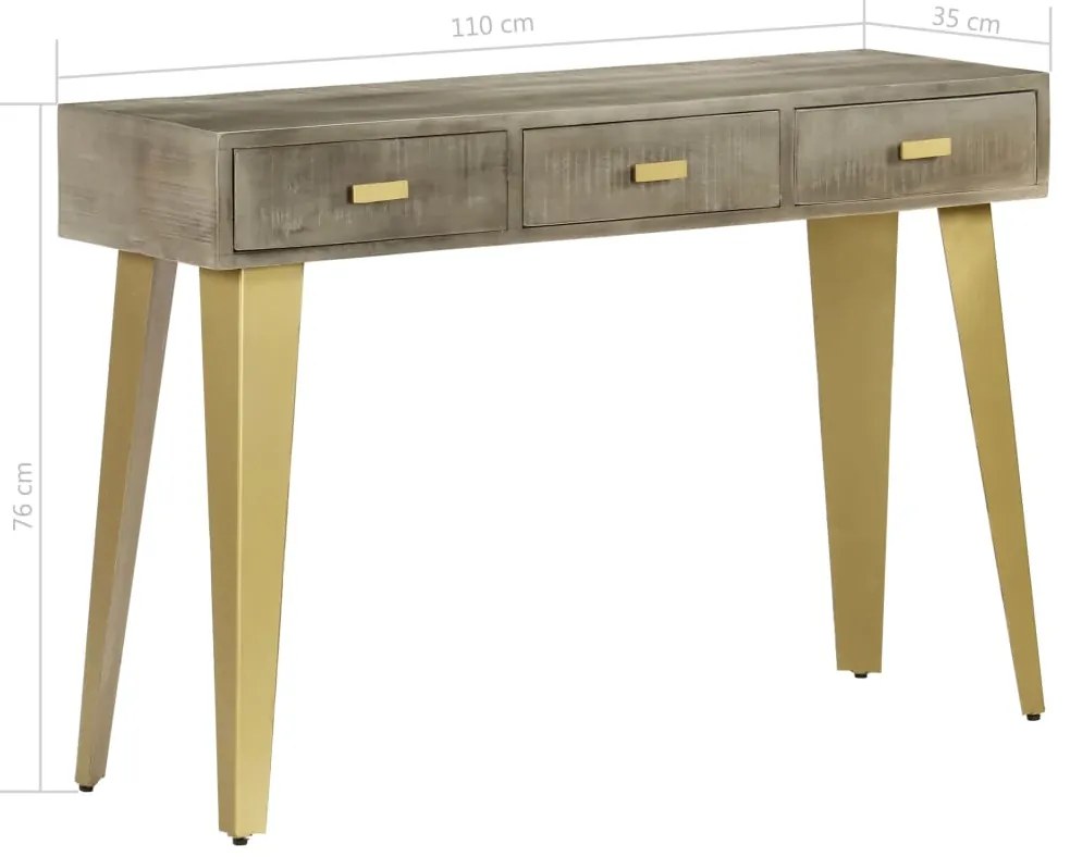 Mesa consola 110x35x76cm mangueira mangueira cinzento c/ bronze