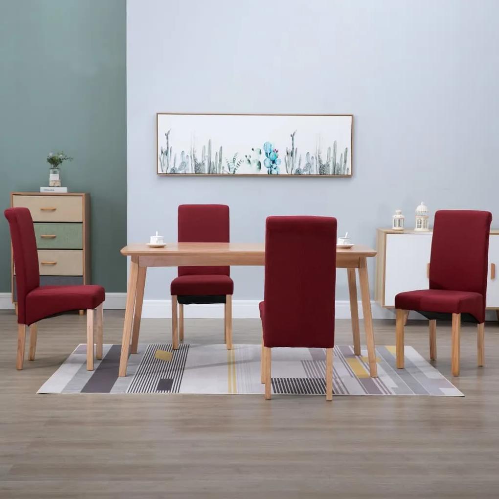 Cadeiras de jantar 4 pcs tecido vermelho