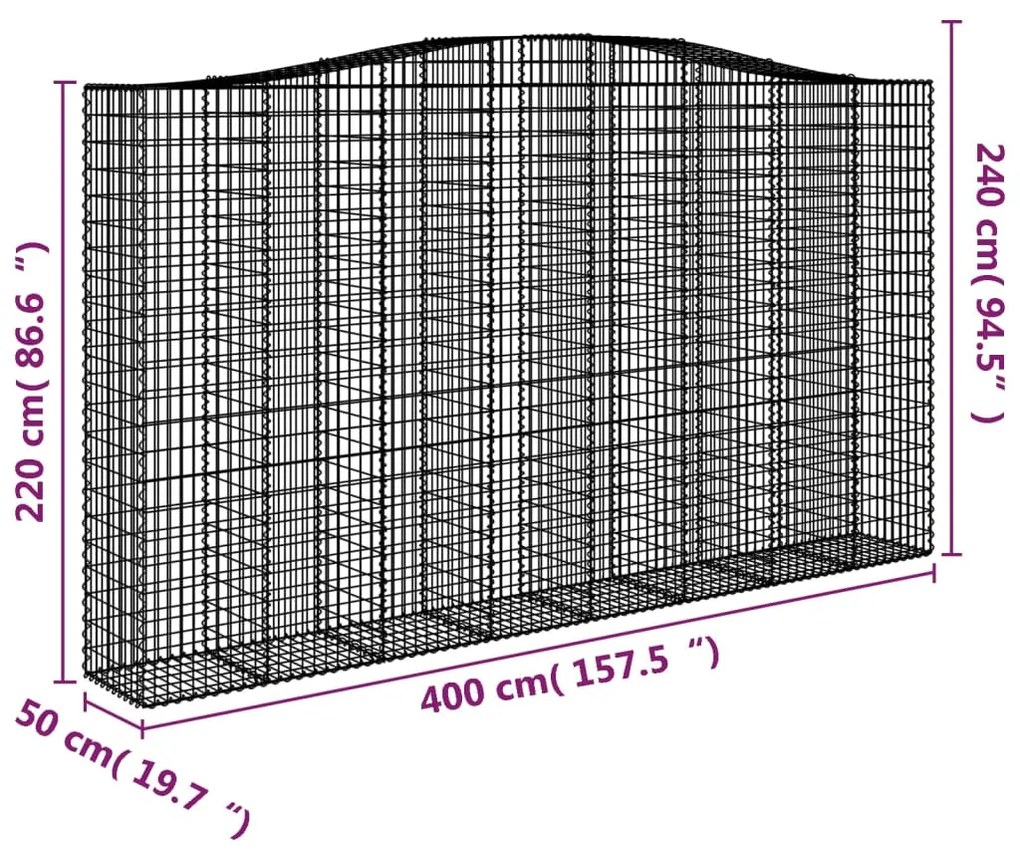 Cestos gabião arqueados 10 pcs 400x50x220/240 ferro galvanizado