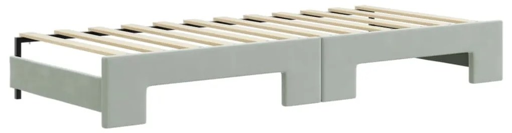 Sofá-cama c/ gavetão e gavetas 80x200 cm veludo cinzento-claro