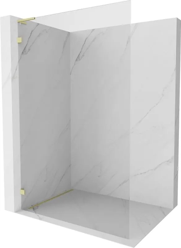 Mexen Lunar L parede de chuveiro Walk-in esquerda 100 x 200 cm, transparente 8 mm, dourada escovada - 830L-100-000-55-00-L