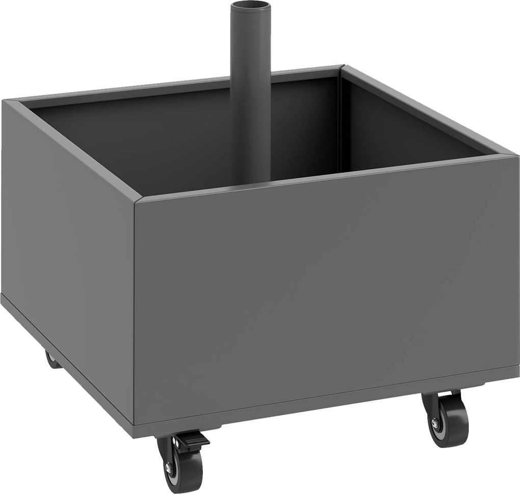 Outsunny Base para guarda-sol 2 em 1 suporte para guarda-sol com rodas universais orifícios de drenagem vaso para flores 50 x 50 x 46 cm cinza escuro | Aosom Portugal