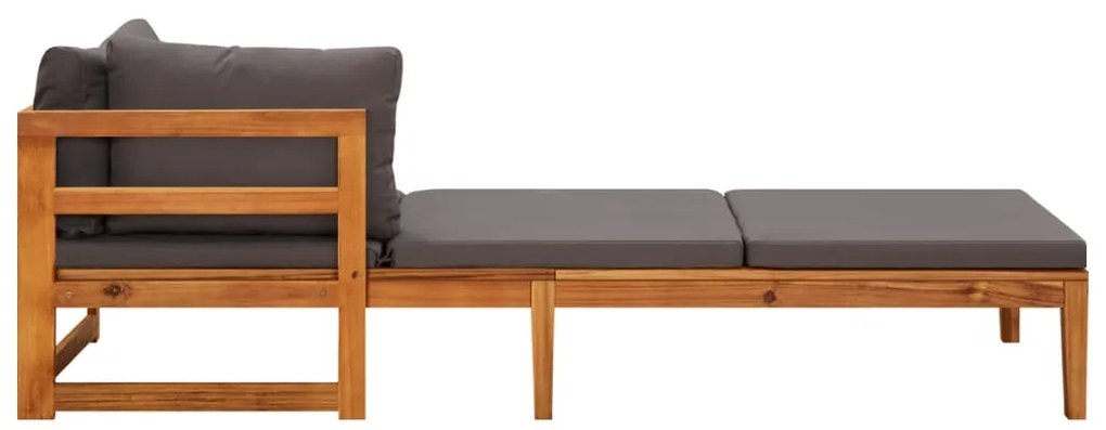 3 pcs conj. lounge de jardim c/ almofadões cinza-escuro acácia