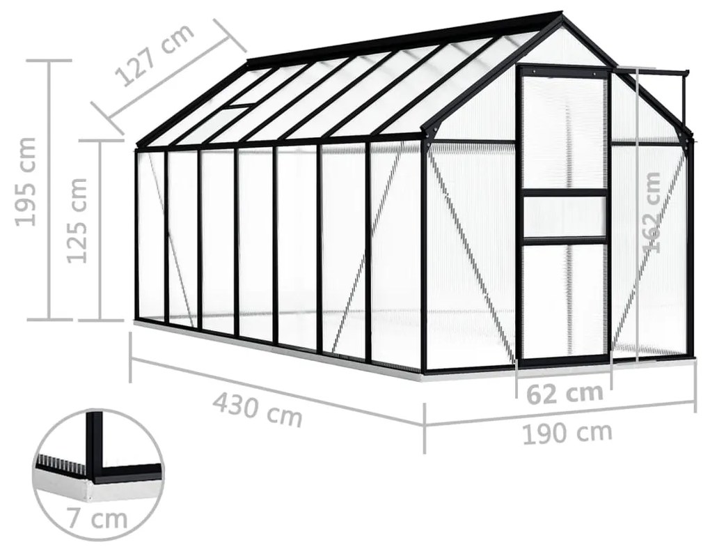 Estufa com base alumínio antracite 8,17 m²