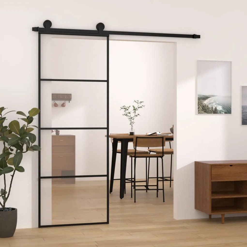 3152145 vidaXL Porta deslizante c/ conj. ferragens 76x205cm vidro ESG/alumínio