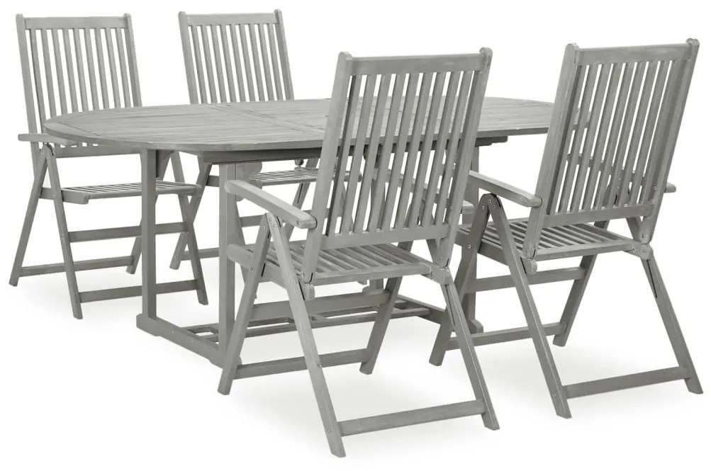 5 pcs conjunto de jantar jardim madeira acácia maciça cinzento