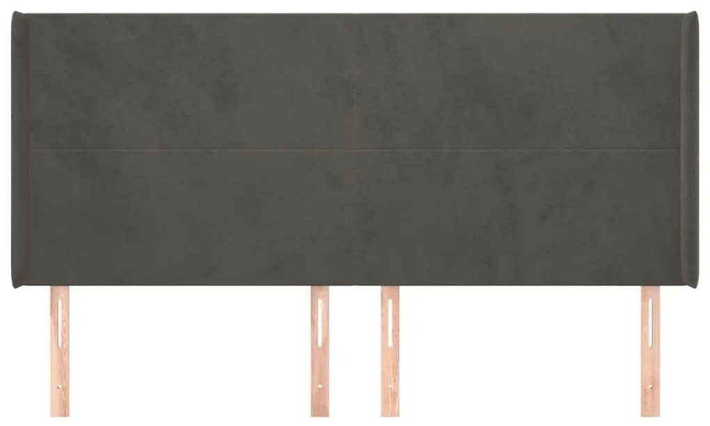 Cabeceira cama c/ abas veludo 183x16x118/128 cm cinzento-escuro