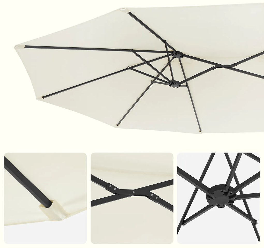 Guarda-sol duplo 460 x 270 cm (C x L) com manivela UPF 50+bege