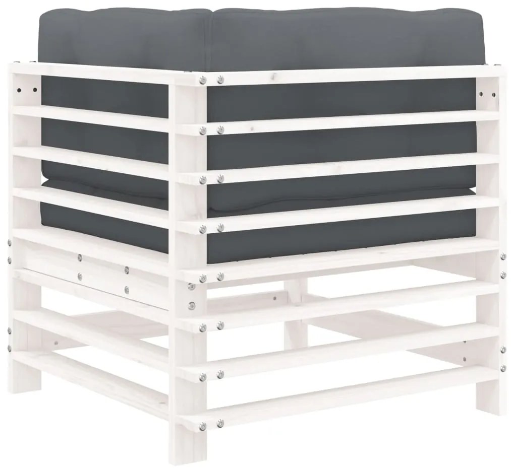 Sofás de canto com almofadões 2 pcs pinho maciço branco