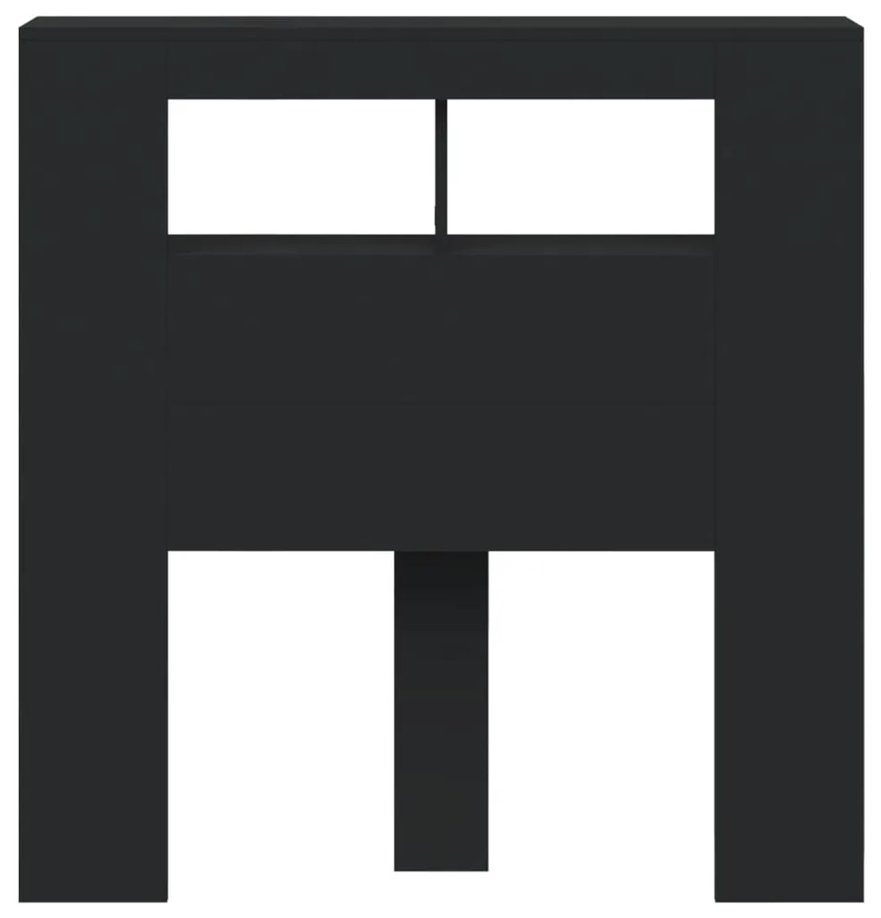 Cabeceira cama c/ LEDs 100x18,5x103,5 cm deriv. madeira preto