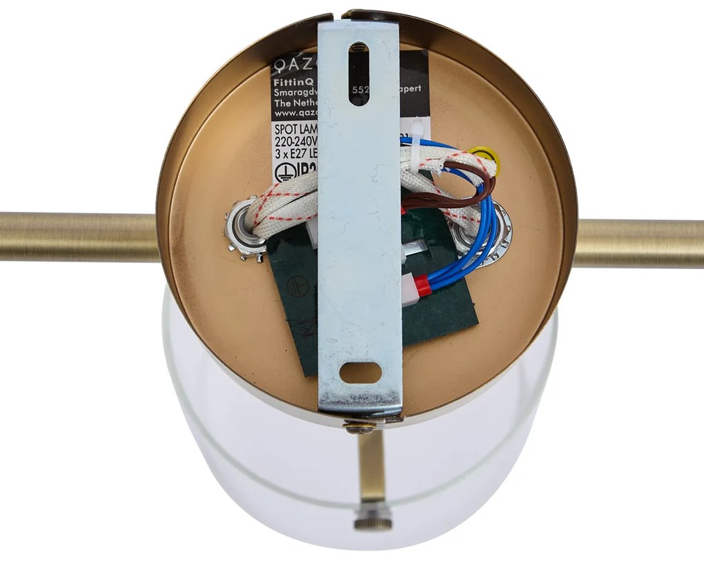 Foco de teto de design bronze com vidro transparente 3 luzes - Domo Moderno