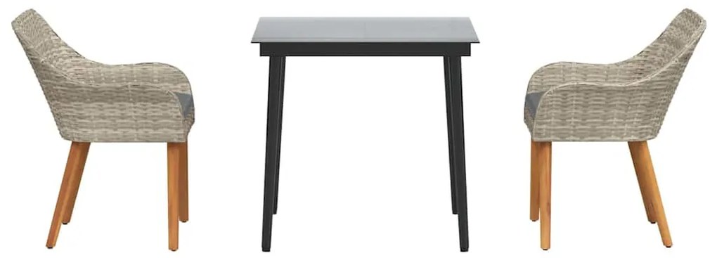 Conjunto de sala de jantar 3 pcs Cinza claro e preto