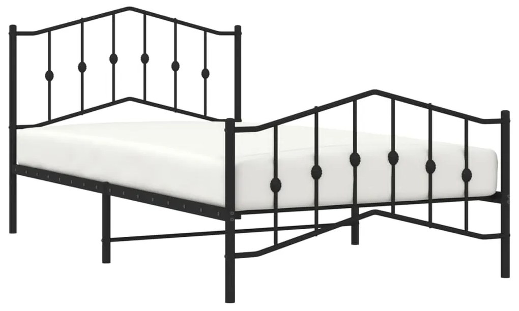 Estrutura de cama com cabeceira e pés 107x203 cm metal preto