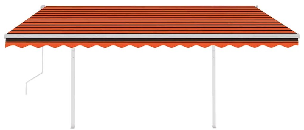 Toldo retrátil automático com postes 4x3 m laranja e castanho