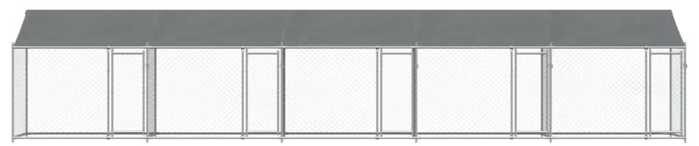 Jaula para cão com telhado/portas 10x2x2m aço galvanizado cinza