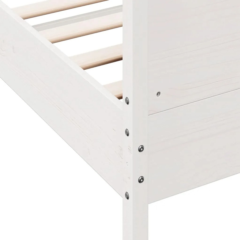 Cama sem colchão 160x200 cm madeira de pinho maciça branco