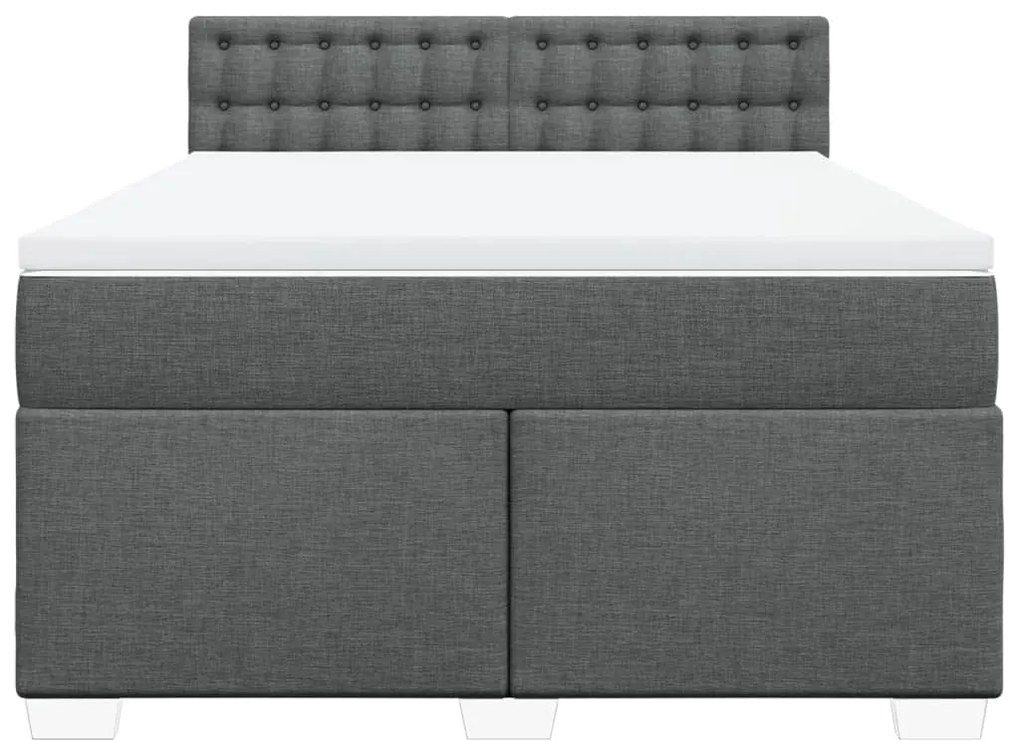Cama com molas/colchão 160x200 cm tecido cinzento-escuro