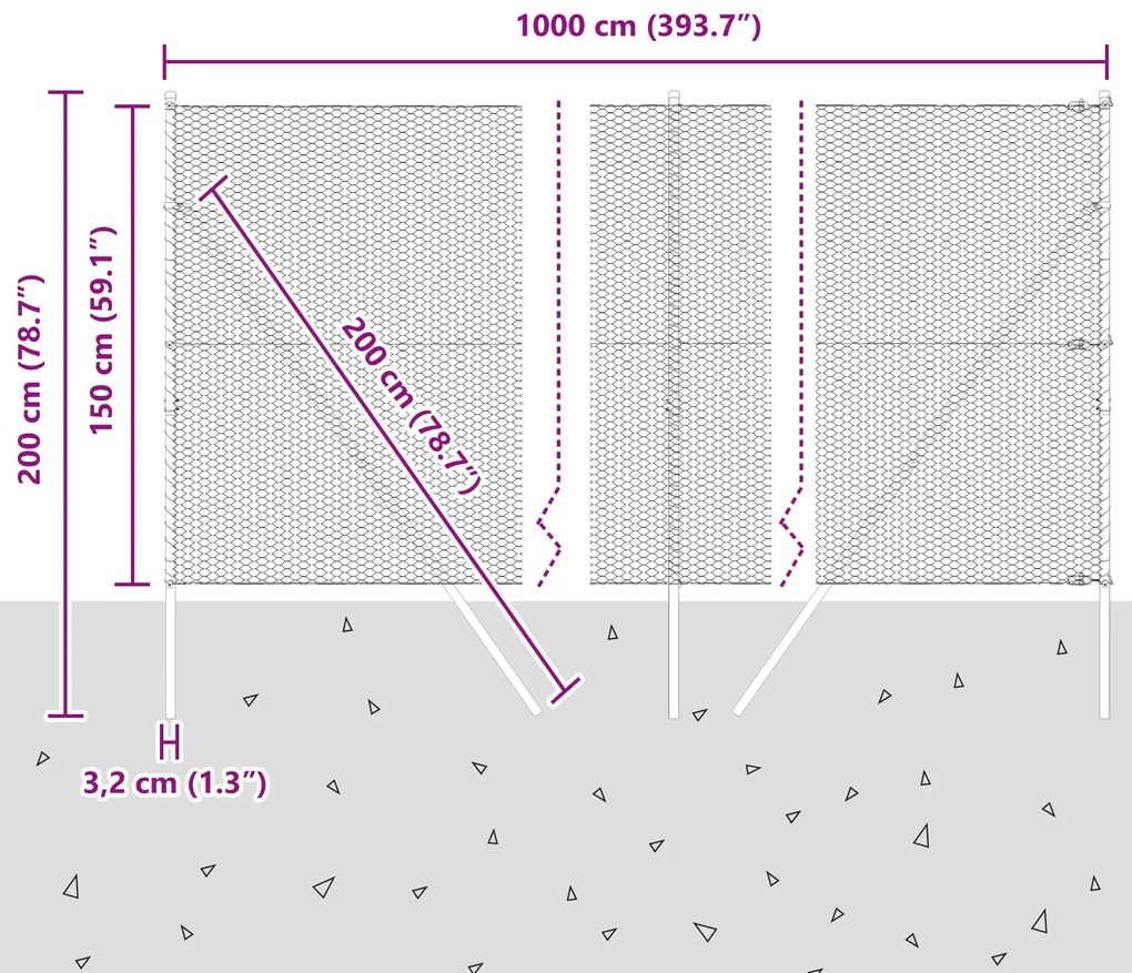 Cerca Hexagonal Verde vidaXL 1,5x10 m Aço