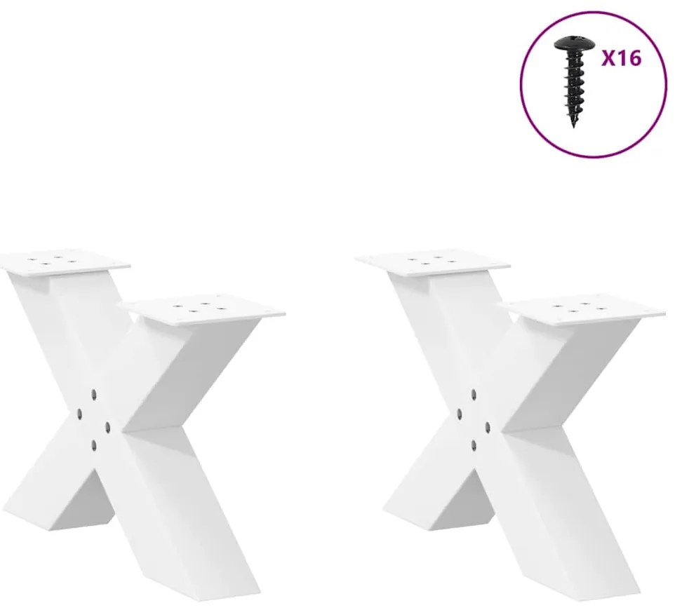 Pés para mesa de centro em formato de X, 2 peças, branco, 60x (30-31)