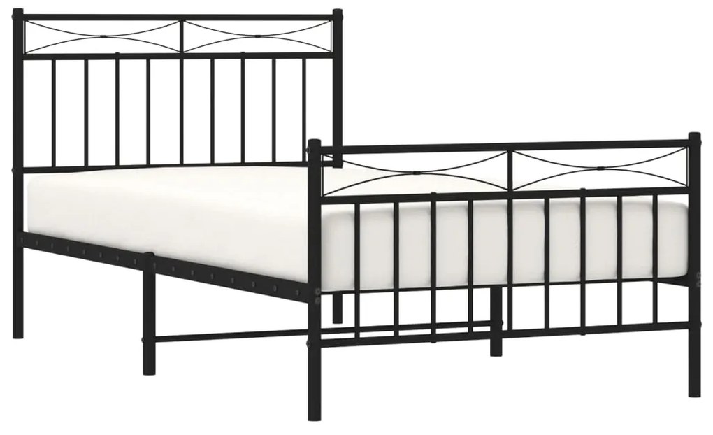 Estrutura de cama com cabeceira e pés 100x190 cm metal preto