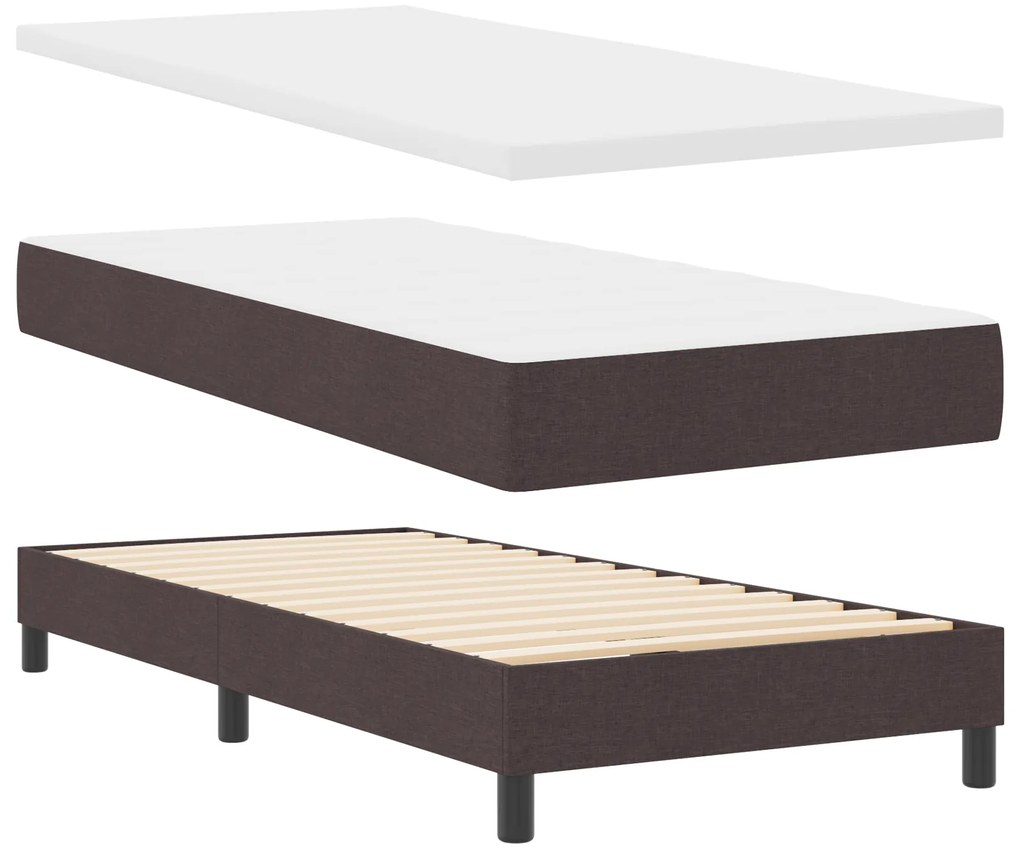 Cama Box com Colchão Castanho 90x190 cm Tecido