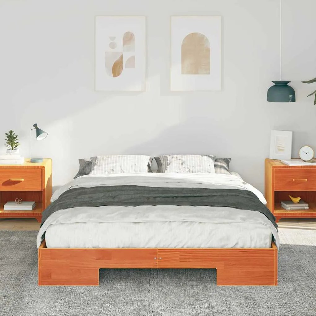 Estrutura de cama de chão Castanho 140 x 200 cm
