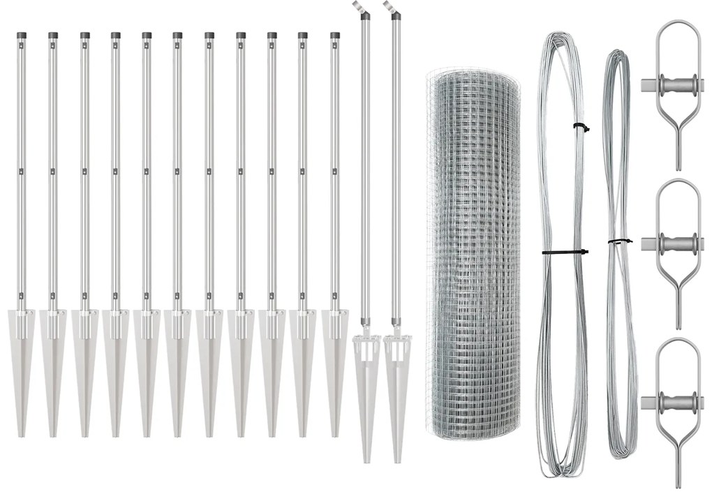 Cerca de Fio Soldado da com 13 Postes Espinhados 0.4x25 m Aço Galvaniz