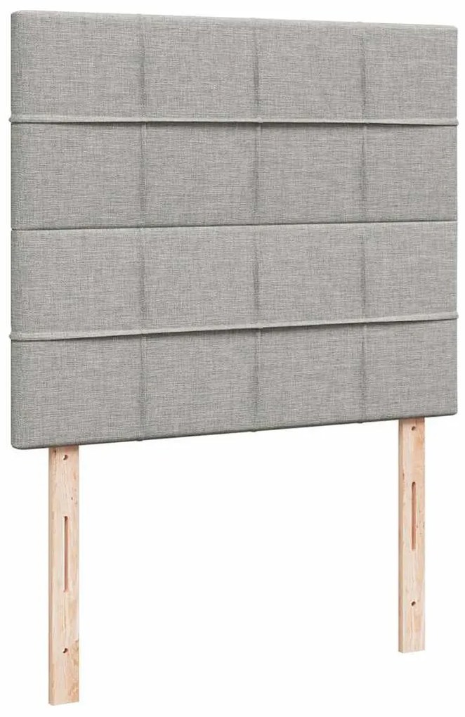 Cama box spring c/ colchão e LED 120x190 cm tecido cinza-claro