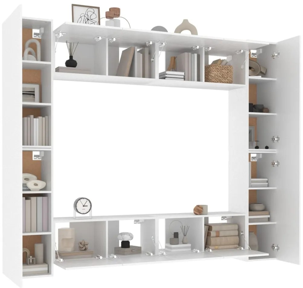 Conjunto móveis de TV 8 pcs madeira processada branco
