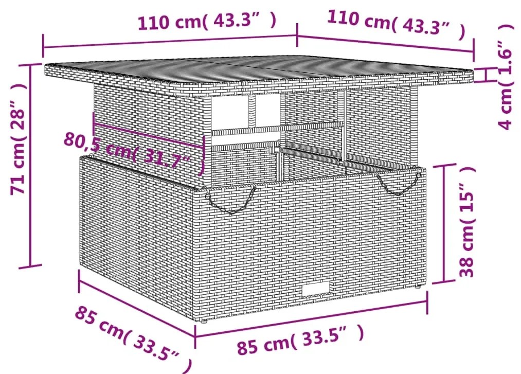 5 pcs conjunto de jantar p/ jardim c/ almofadões vime PE cinza