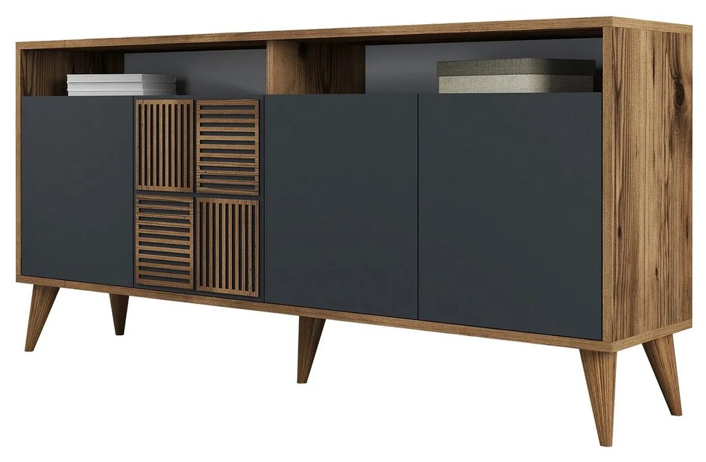 Console Milan – Walnut/Anthracite – 160 cm x 78 cm