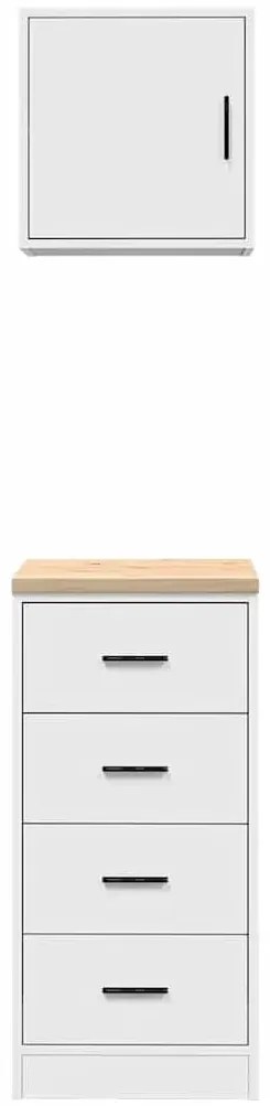 Armários de garagem 2 pcs derivados de madeira branco