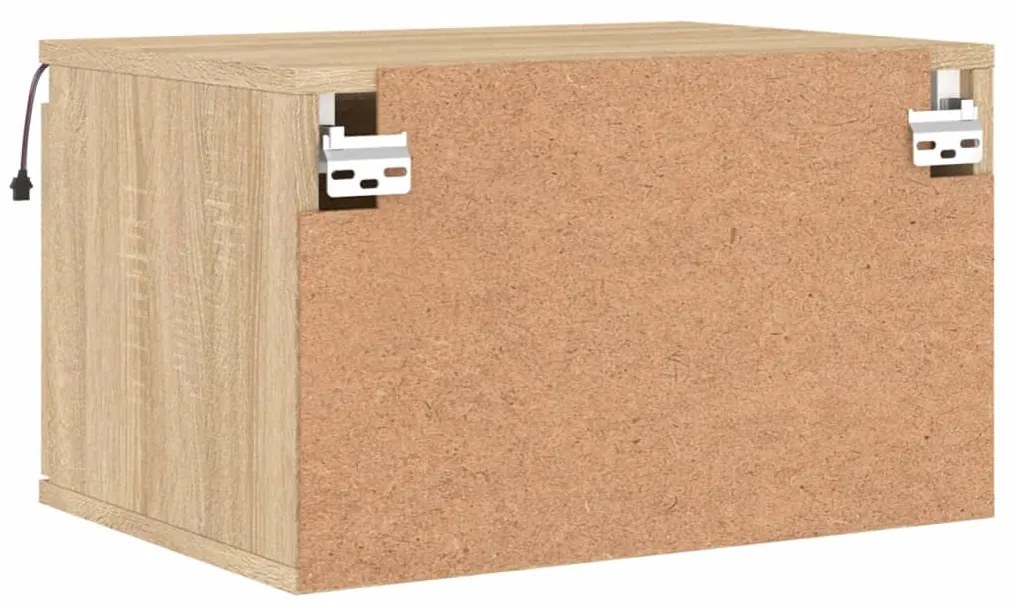 Mesa de cabeceira de parede com luzes LED carvalho sonoma
