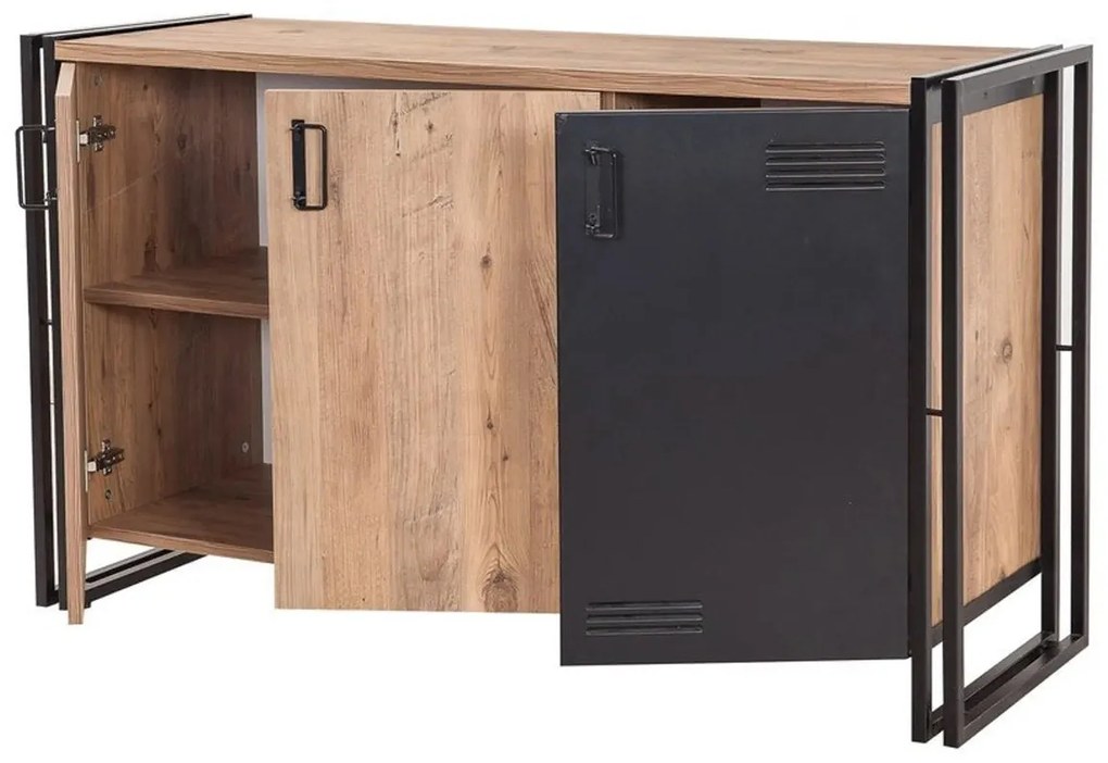 Conjunto de Mobiliário de Sala Cosmo – Pinho Atlântico Preto – Console