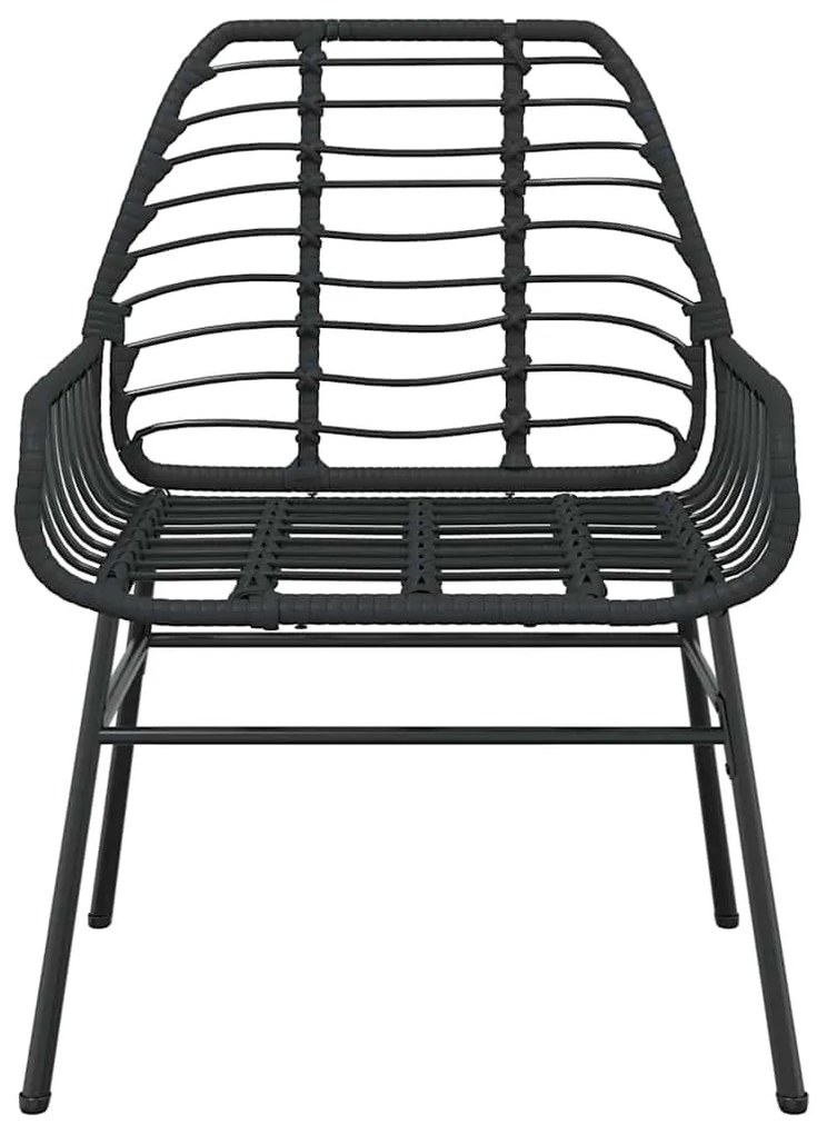 3 pcs conjunto de jantar para jardim vime PE vidro preto