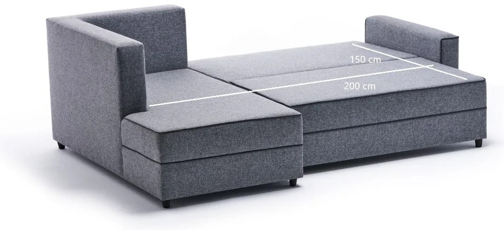Sofá-Cama de Canto Ece – Cinzento – 242x88x90 cm