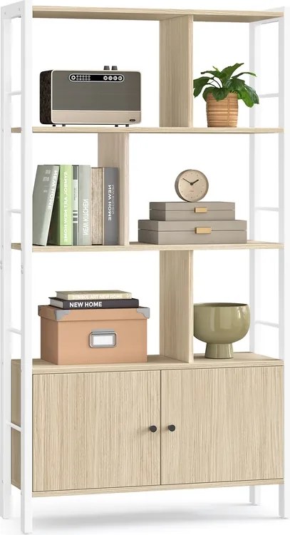 Estante com 4 prateleiras abertas 30 x 74 x 154,5 cm em bege natural-branco