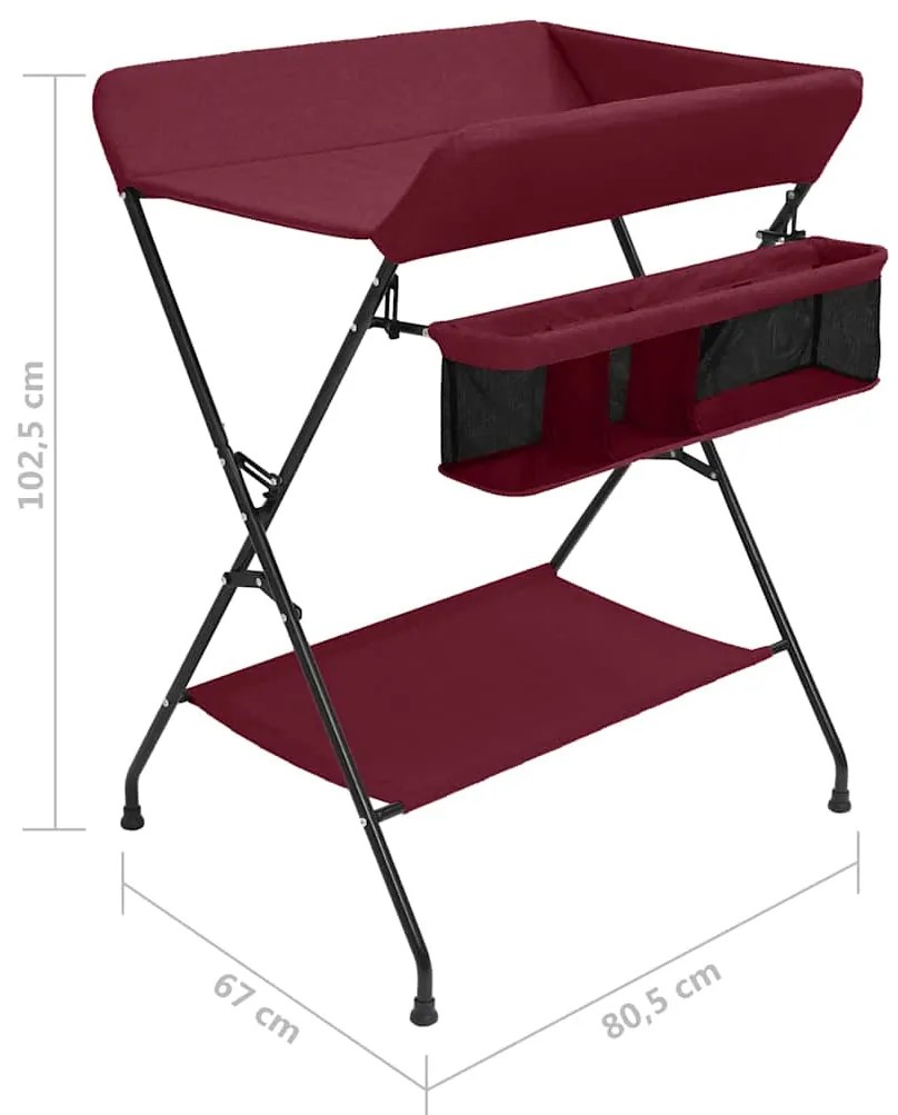 Mesa muda-fraldas ferro vermelho