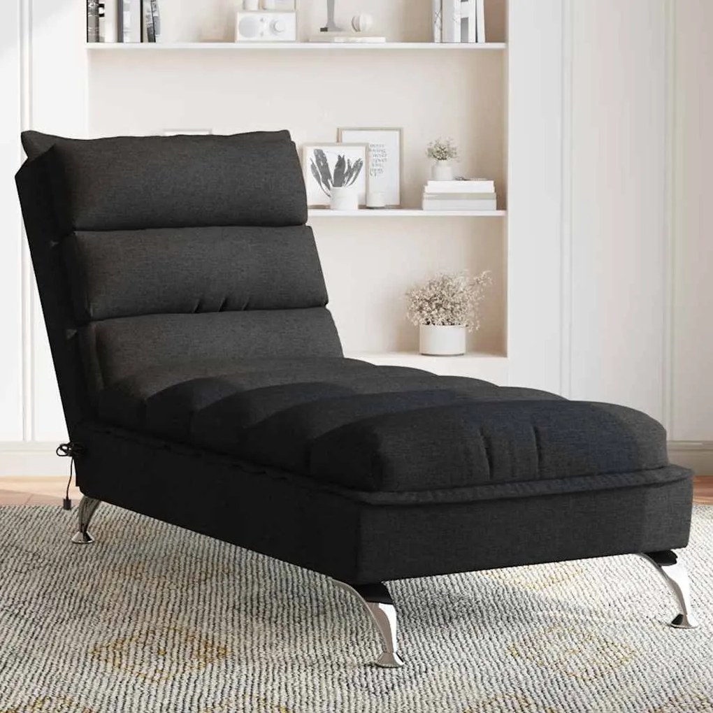 Chaise lounge de massagem com almofadões tecido preto