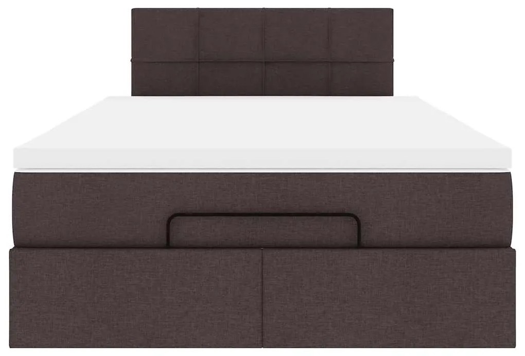 Estrutura de cama otomana com colchão 120x190cm castanho escuro