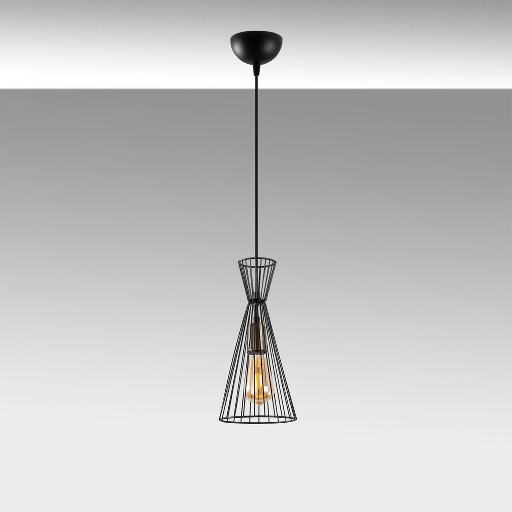 Candeeiro de Teto Teltom – Preto Antique – 15 x 15 x 125 cm
