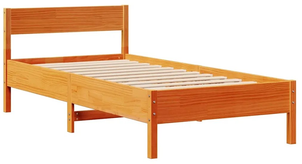 Cama sem colchão 90x200 cm pinho maciço castanho-mel