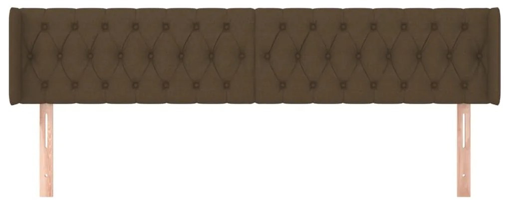 Cabeceira de cama c/ abas tecido 203x16x78/88cm castanho-escuro