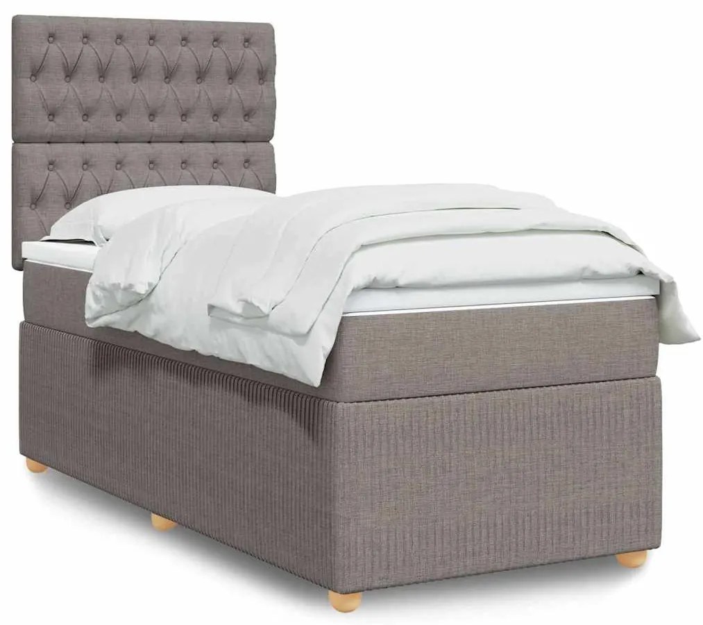 Cama com molas/colchão 90x200 cm tecido castanho-acinzentado