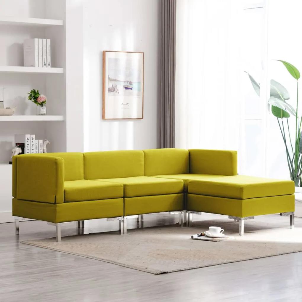 4 pcs conjunto de sofás tecido amarelo